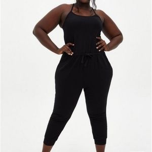 Torrid Black Crisscross Back Crop Active Jumpsuit